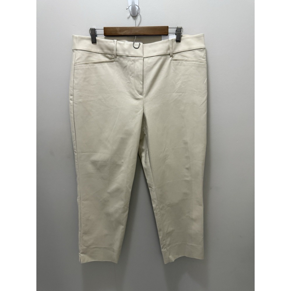 LOFT Riviera Cropped Curvy Pants Women's Size‎ 14 Beige Stretch Minimalist NWT